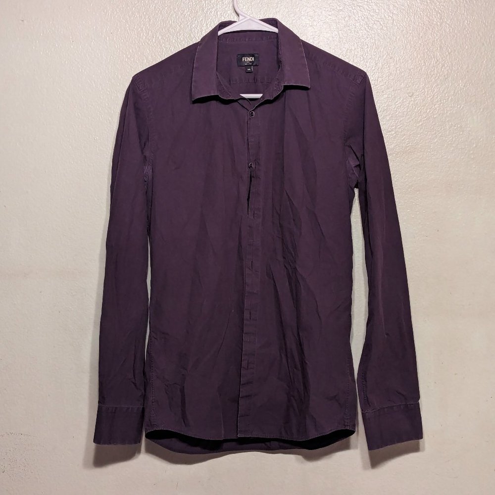 Fendi Dark Blue Cotton Long Sleeve Dress Shirt***